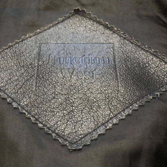 Black Classic Leather Bomber Jacket Elastic Waist Mens Sz XL By Junction West - Picture 5 of 9